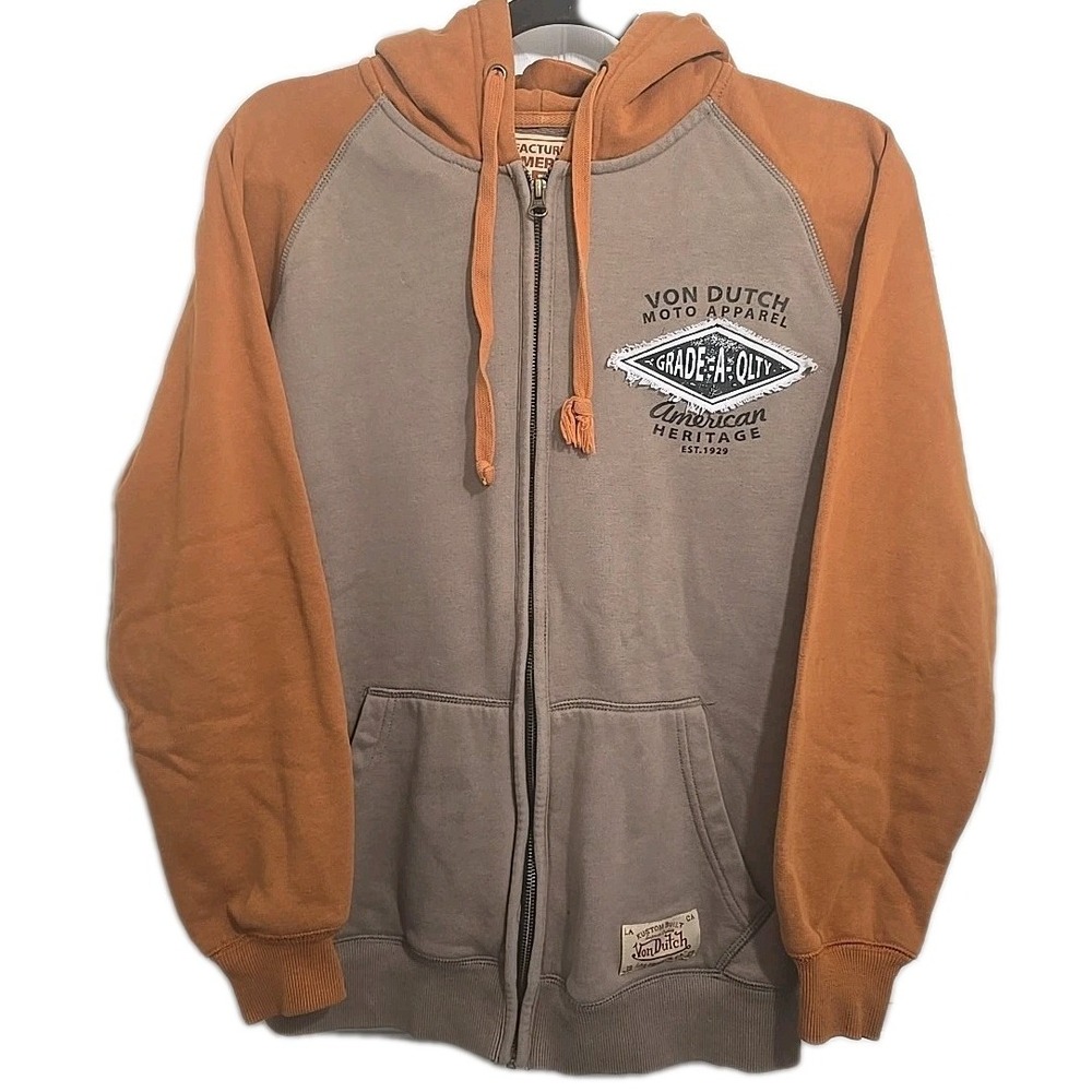 VON DUTCH American Heritage Full Zip Hoodie Super Rare‎ Embroidered Size Medium